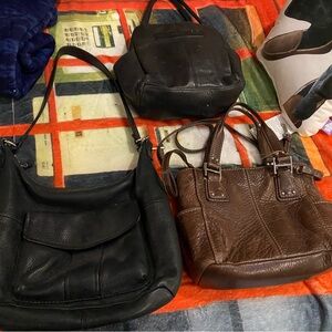3 Vintage Fossil Minibags 2 blk 1 brown